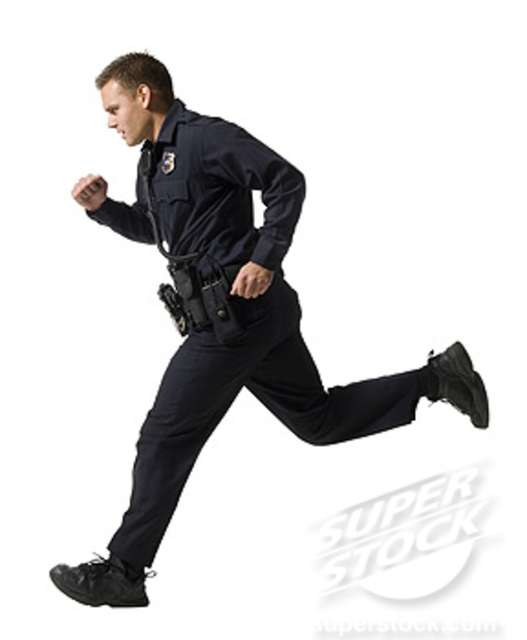 Male police officer running