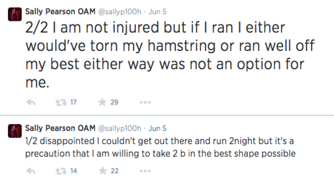 Sally Pearson twitt